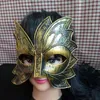 Factory direct sales Halloween gold silver bronze Roman men half face sun flower engraved Venetian mask