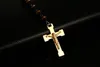 Camisola corrente colar longo jesus cristo crucifixo cruz rosário colar com silicone aço inoxidável jóias masculinas NC-210308r