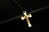 Sweater-ketting lange ketting Jezus Christus Crucifix Cross Rosary ketting met siliconen roestvrijstalen mannelijke sieraden NC-210208U