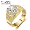 YHAMNI Mode Or Jaune/Or Blanc Couleur Bague De Luxe Or Rempli 2 Carat SONA CZ Diamant Hommes Bagues De Fiançailles De Mariage MJZ030