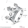 925 verzilverd 10 stks Klassieke Mozaïek kristal Kroon ring 8 # Hoogwaardige Zilveren Accessoires LKNSPCR034303D