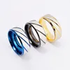 Stainless Steel Cross Grain Twill Ring Blue Gold Couple Band Rings Women Mens fashion Jewelry gift will and sandy