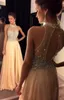 Lange prom jurken 2019 hoge nek zwart meisje prom dress chiffon met kristal sexy rug a-lijn feestjurken avondjurken