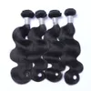 Brazilian Body Wave Virgin Hair Weaves med 4x4 spetsstängning Obearbetad Remy Human Hair Weaves Dubbelväft Natursvart Färg 4st/lot