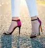 2017 mulheres cor misturada sandálias sapatos de festa de verão sexy fish toe celebridade sapatos gladiador sandálias ponto ponto fivela de salto alto