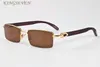 Holz Sonnenbrille für Herren Mode Herren Polairzed Sonnenbrille Halbrahmen Big Retro Buffalo Horn Gläser braun rosa Linsen Glas312b