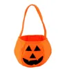 Smile Face Pumpkin Candy Handbag Trick or Treat Tote Bag For Halloween Party Christmas Children kids Favors Collection Handbags ORANGE