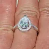 Böhmischer Schmuck, zarter birnenförmiger weißer Diamant-Ring, Finger-Mode, 10 KT Weißgold gefüllt, Hochzeit, Brautringe für Frauen, Geschenk