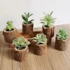 Cute Mini Pastoral Artificial Green Emulational Succulent Plants With Wooden Pots for Home Table Garden Wedding Table Christmas Party Decor