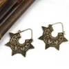 Idealway Bohemian Vintage Ethnic Tibetan Silver Golden Carving Metal Hook Danging Earrings Tribal Jewelry 2 Färger