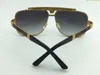 new men brand sunglasses leather frame gold plated goggles style metal design vintage sunglasses 81060 UV400 lens top quality