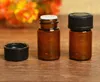 Hot Selling 2ml essential oil sample bottle vials amber color mini glass bottles with orifice reducer and black plastic screw cap