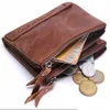 New Men 's Wallets Leather Short Clips Handbag Wallets Cowboy Leather Double Zipper Wallet Free Shipping