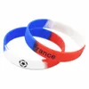 1PC Football Team Fashion Silicone Rubber Wristband Segmented Color Printed Logo Brazil Portugal Spain and France