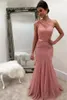 One-Shoulder-Rosa-Meerjungfrau-formale Ballkleider, glitzernde Pailletten-Partykleider, Abendkleider mit offenem Rücken
