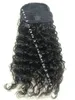 16 "Kinky Curly Penytail Hair Extension Real Human Hair Drawstring Pony Tail Hairstycke 120g Natural Black 1B # 1PC