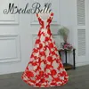 Röd blommig kvällsklänning abendkleider 2017 spets upp billigt kort burgundy prom klänningar robe longue femme soiree