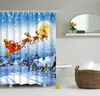 Kerstboom Sneeuwman Santa Claus Ontwerp van Polyester Waterdichte Badkamer Douchegordijnen met 12 Haken 165 * 180cm ZA3893