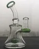 Green hookahs Glass Bong Small Bong Showerhead Inline Glass Bent Neck Dab Rig Heady Recycler 14mm Joint Oil Rigs Free Shipping