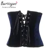 Espartilho azul sensuais mulher corset top corsets e bustiers corpetes collant empurrar para cima emagrecimento cintura partido sexy corsets