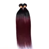 Brazylijskie ombre proste włosy 4 wiązki 1B 99J Burgundowe brazylijskie dziewicze dziewicze włosy ludzkie splot tanie ombre czerwone wina Extens3380289
