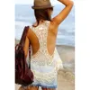 Hurtownia 2017 New Summer Dresses Kobiety Beach Sukienka Sexy Strap Sheer Floral Lace Beach Nosić Haftowane Crochet Hippie Boho Vestidos Dress