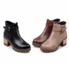 New 2017 Fashion Martin Boots Autumn Women Leather Motorcycle Boots Casual Round Toe Zip Plush Women Ankle Boots