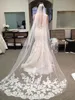 Offre spéciale 3 mètres de Long Tulle accessoires de mariage voile de dentelle voiles de mariée blanc/ivoire cathédrale voile de mariage avec peigne mariée