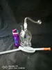 Round Belly Ribbed Hookah, Partihandel Glas Bongs, Oljebrännare Glas Vattenrör, Rökrör Tillbehör