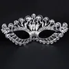 Kryształowa maska ​​Srebrny Ton Wenecki Bridal Masquerade Rhinestone Crystal Eye Maska Halloween Fancy Dress Ball Party Maska