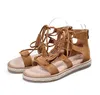 Female Summer models leather soles flat shoes Lace exposed toes Tassel sandals 34-42