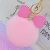 DHL free 100PCS bowknot fur pom keychain Real rex Rabbit Fur Ball Key chains fur key ring Key Chain For Bag