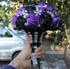 Bouquets de mariée de mariage violet et noir, fournitures de mariage, fleurs artificielles, perles, strass, doux 15 Bouquets de Quinceanera W2242107299