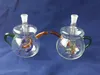 Tekanna-formade hookah glas bongs tillbehör, unika oljebrännare glasrör Vattenrör glasrör oljeplattor rökning med dropper
