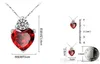 NUOVA moda collana di cristallo austriaco femminile cristalli di granato a forma di cuore placcati argento di alta qualità di gioielli in zircone per donna a957