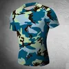 Caça Camuflagem Apertado T-Shirt Dos Homens de Roupas de Ginástica de Compressão Do Exército Tático Camisa de Combate Camo Compressão de Fitness Homens Desgaste Dos Esportes Ao Ar Livre