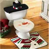 Tapis de sol de couverture de siège de toilette en gros-Père Noël Accessoires de salle de bain de Noël mis en produits de salle de bain fournitures décorations de Noël pour la maison