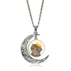 Bestes Geschenk Breaking Cartoon-Katze-Mondlicht-Edelstein-Halskette WFN539 (mit Kette), Mischungsauftrag: 20 Stück