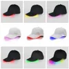 LED 야구 모자 코 튼 블랙 화이트 어둠 조정 가능한 Snapback 모자 빛나는 파티 모자에 빛나는 LED 빛 공 모자 빛나는 OOA2116