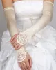 Fingerless Long Bridal Gloves 2017 Nya bröllopshandskar med spetsapparat för bröllopsklänning Elegant vit / elfenben / Svart bröllopstillbehör