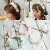 New Girls Halo Hairband Kids Pink Ivory Mint Floral Lace Ribbon Headband Cute Fashion Children Accessories