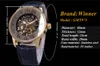 Vinnare 2022 Brons Retro Design Roman Number Display Golden Movement Skelett Inside Men Watch Top Brand Luxury Mechanical Watch