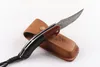 New Arrival VG10 Damascus Flipper Folding Knife 58HRC Ebony Handle EDC Pocket Knife Gift Knives Xmas Gift Genuine leather Sheath