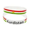 1 PC Kurdistan Drapeau Logo Bracelet En Silicone Blanc Taille Adulte Doux Et Flexible Idéal Pour L'usure Quotidienne