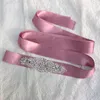 Cheap In stock Bridal Sashes Belts Crystal Girl Prom Dresses Women Belts Ivory White Blush Ribbon Black Pink Green Silver Ready to Ship