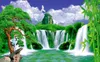 Blue Sky White Cloud Falls Pine Bamboo Landscape Mural 3D Wallpaper TV 배경을위한 3D 벽지에 오신 것을 환영합니다.