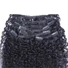 Afro Kinky Clip ins 100g 7pcs Natural Color african american clip in human hair extensions1426412