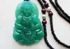 Ciondolo per collana di giada verde olio naturale Scultura manuale Guanyin bodhisattva (talismano).