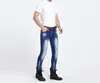 2017 Sıcak Trendy Cut Delik Düzensiz Dilenci Pantolon erkek Ripped Skinny Jeans Ünlü Tasarımcı Ince Rahat Denim Kot