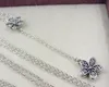 100% 925 Sterling Silver Chain Dazzling Daisies Drop Pendant Necklace With Clear CZ Fits Pandora Style Jewelry Charms and Beads332M